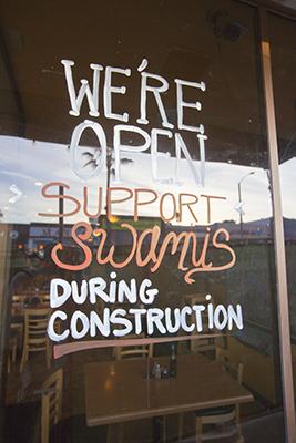 Business owners are doing what they can to let people know they are open during construction