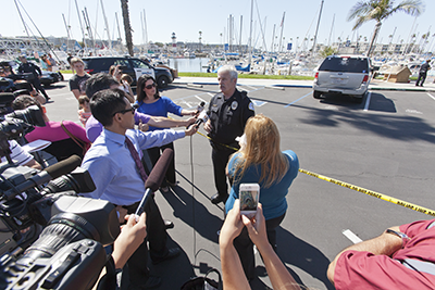 Ocenside Police Lieutenant, Leonard Cosby,  answers questions from the media shortly after the fatal officer involved shooting.