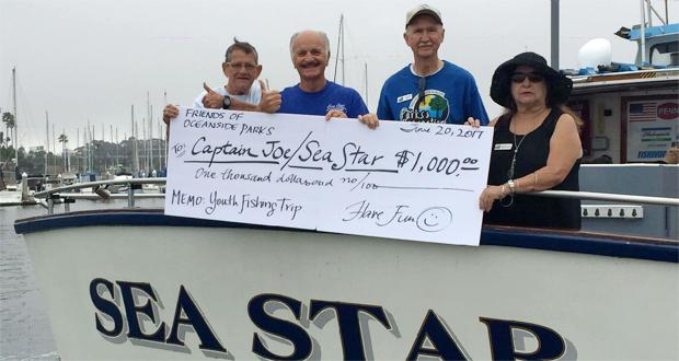 Friends of Oceanside Parks Board Members
Chris Gow, Victor Roy, Sea Star Captain Joe
and Genevieve Wunder (photo courtesy: City of Oceanside)
