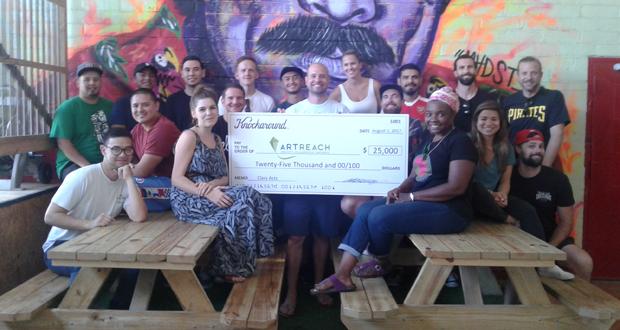 ArtReach team receives $25,000 donation from Knockaround (in center is Adam Moyer CEO of Knockaround) Courtesy photo