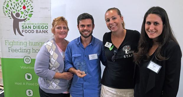 Bonnie Dempsey, Hand Up Food Pantry Program Assistant; Brendan Rosen, Hand Up Food Pantry Coordinator; Shelly Parks, Director of Programs – Jacobs & Cushman San Diego Food Bank; Gabrielle Charo, Director of Nutrition Services (courtesy photo)