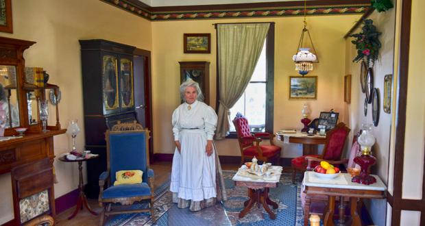 Pat Sutton inside the restored Payne-Johansen House 