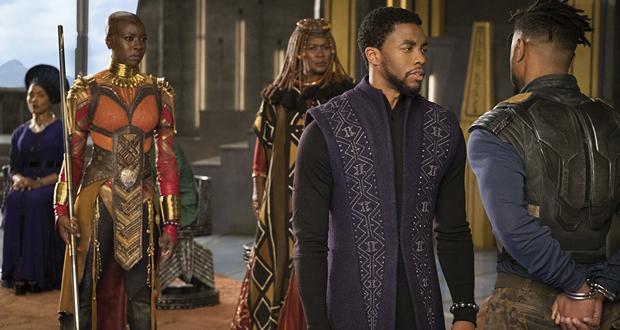 Black Panther - Royal Hall
Angela Bassett, Connie Chiume, Michael B. Jordan, Chadwick Boseman, and Danai Gurirain Black Panther (2018)
© 2017 - Disney/Marvel Studios
