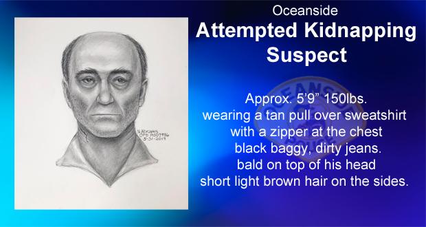 Oceanside Police Release Sketch of Attempted Kidnapping Suspect