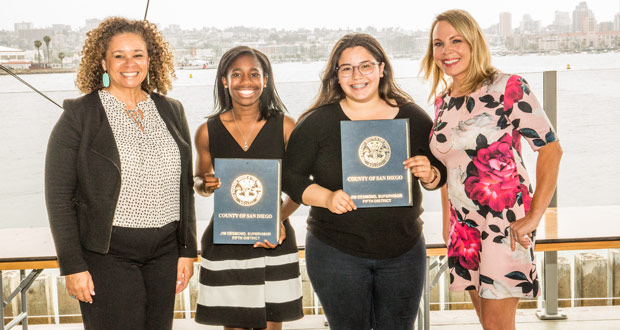  Colleen Dillaway, Cox Communications; Jamarria Davis, Oceanside High School; Daniela Rojas, Liberty Charter High School; Chanelle Hawken, Cox Communications (Photo courtesy: Cox Charities)