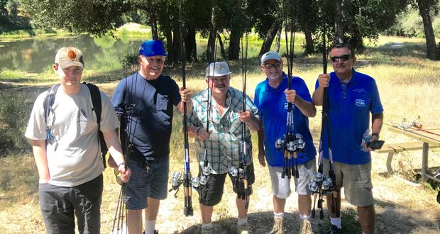 )  Mataguay Scout Ranch's Fishing Merit Badge counselor Malachy Brennan, OSA's Hal Reeser, Boy Scout Council's fishing advisor Henry Hall, Anglers 4 Scout program director Ken Harrison, and OSA's Lynn Howell. (photo courtesy: Oceanside Senior Anglers)