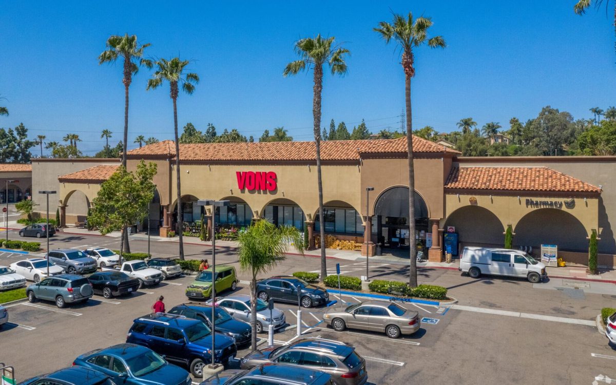 This Vons in Carlsbad, at 6951 El Camino Real, is among four coastal North San Diego County Albertsons-owned stores set to be sold to C&S Wholesale Grocers if Albertsons Cos. sale to Kroger goes through. Two Vons in Carlsbad, one Vons in Del Mar and one Pavilions in Carmel Valley would go to C&S, in addition to a Vons location in Rancho Bernardo. (Newmark Principal photo)