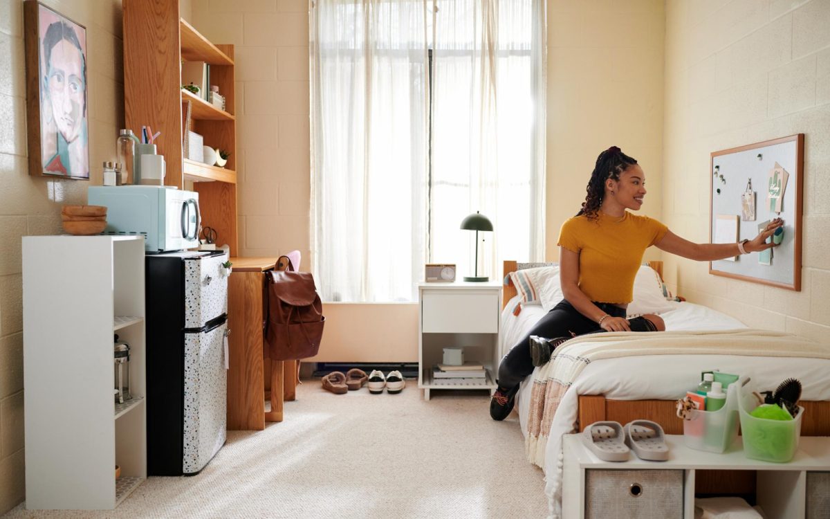 With a dash of creativity and a sprinkle of DIY spirit, students can convert a stark dorm room space into a cozy, stylish haven that will inspire relaxation and productivity. (Duck Brand photo)