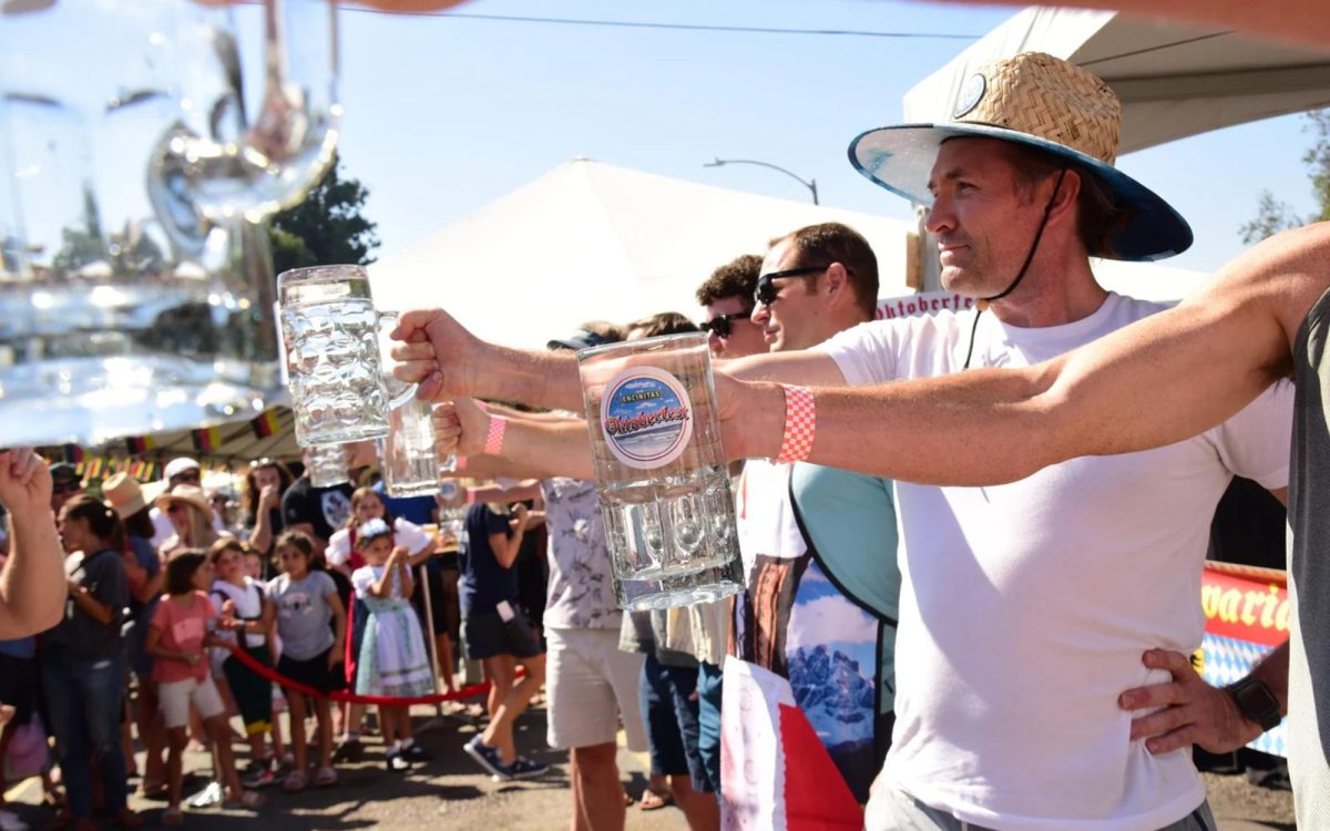 Participants celebrate during the Encinitas Oktoberfest & Artisan Faire on Sept. 24, 2023. The event is organized by the Encinitas Chamber of Commerce. (Courtesy photo)