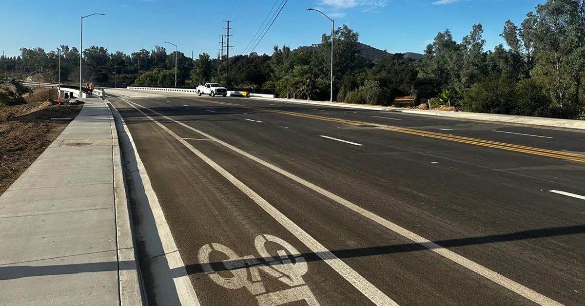 The new Citracado Parkway bridge in Escondido is pictured on Aug. 21. (Kleinfelder photo)