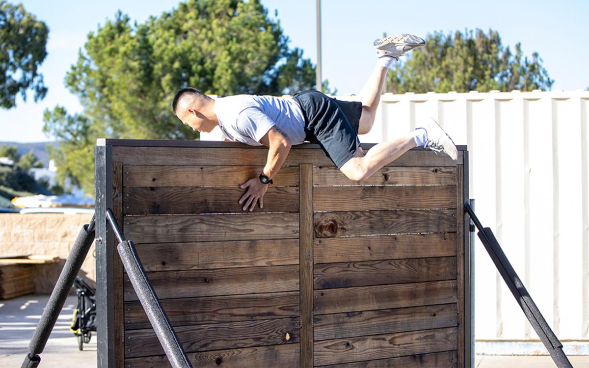 A Palomar College Police Academy trainee participates in an obstacle course at the San Marcos campus. (Courtesy photo)